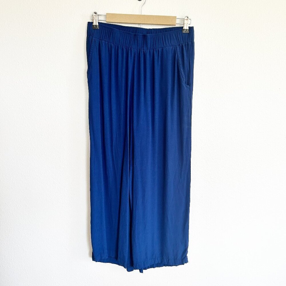 Johnny Was Calme Crop Pants Blue Pull On Wide Leg